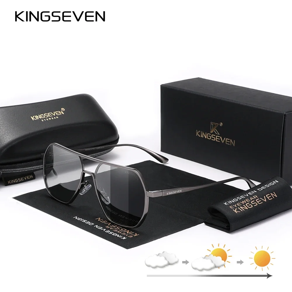 

KINGSEVEN New Photochromic UV400 Sunglasses Men Women Chameleon Polarized Pilot Sun Glasses Anti-glare Driving Eyeglasses Brand