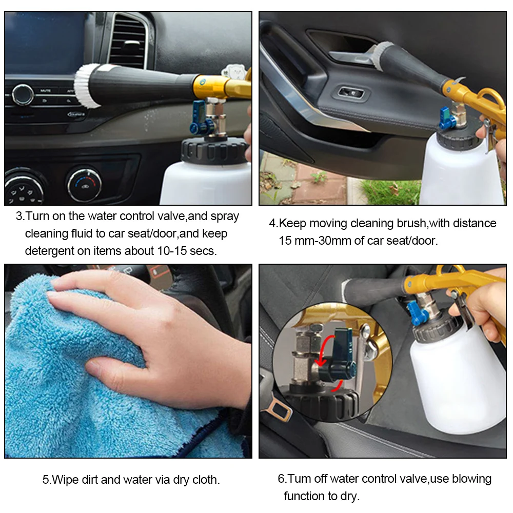 Car Wash Gun High Pressure Car Washer Dry Cleaning Gun Spray Nozzle Deep Clean Pneumatic Dust Remover