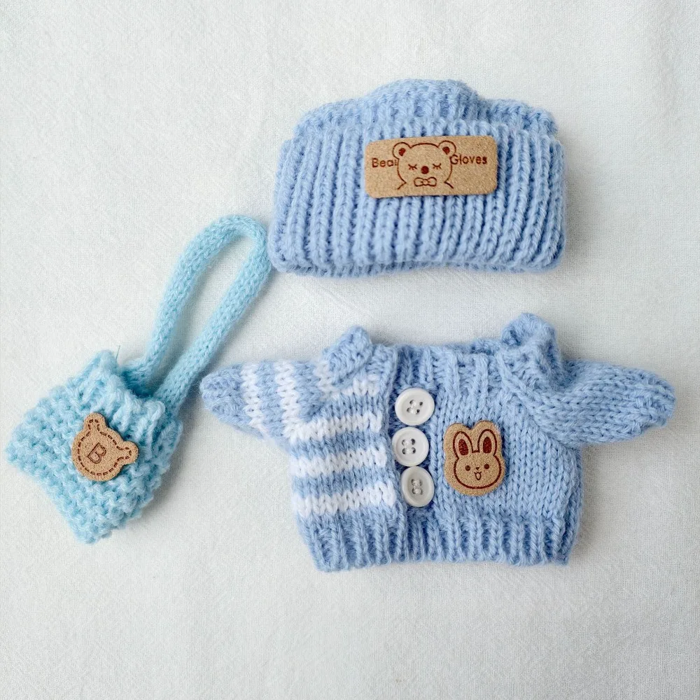 

Doll clothes for Labubu Outfit V1 V2 V3 17cm Dolls Sitting Accessories Glasses Clothing Designer Kids Gift Sweater Hat Bag Set