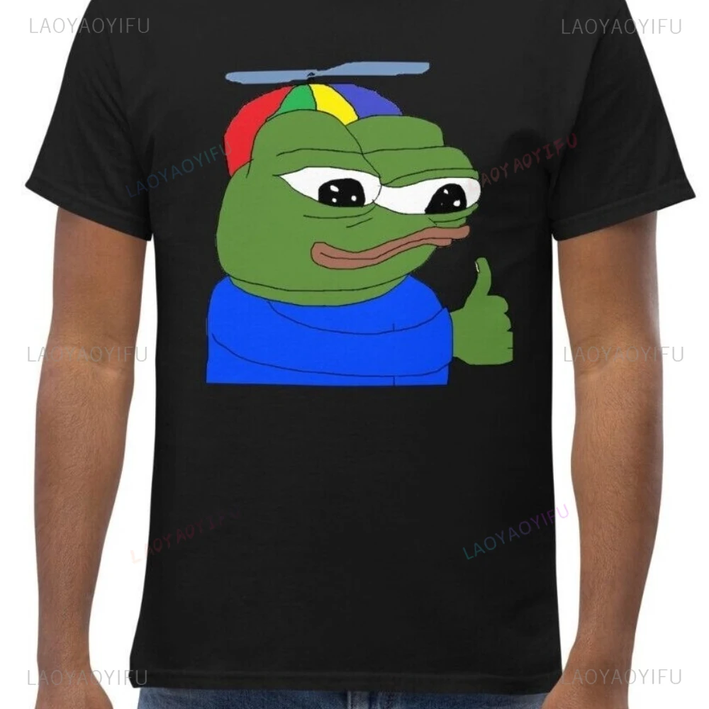Nueva camiseta Pepe The Frog, divertida camiseta Pepe A Frog usando un sombrero de libélula y dar un pulgar hacia arriba, camisetas estampadas Unisex