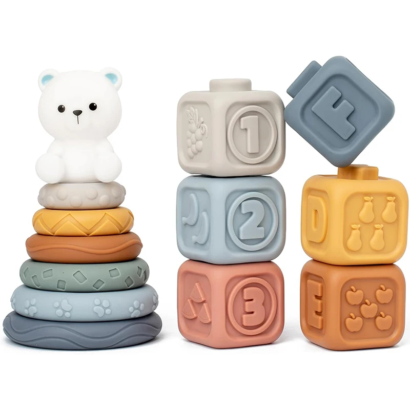 Baby Montessori Sensory Intellectual Development Set Developing Fine Motor Skills Building Blocks Stacking Tower Learning Toys