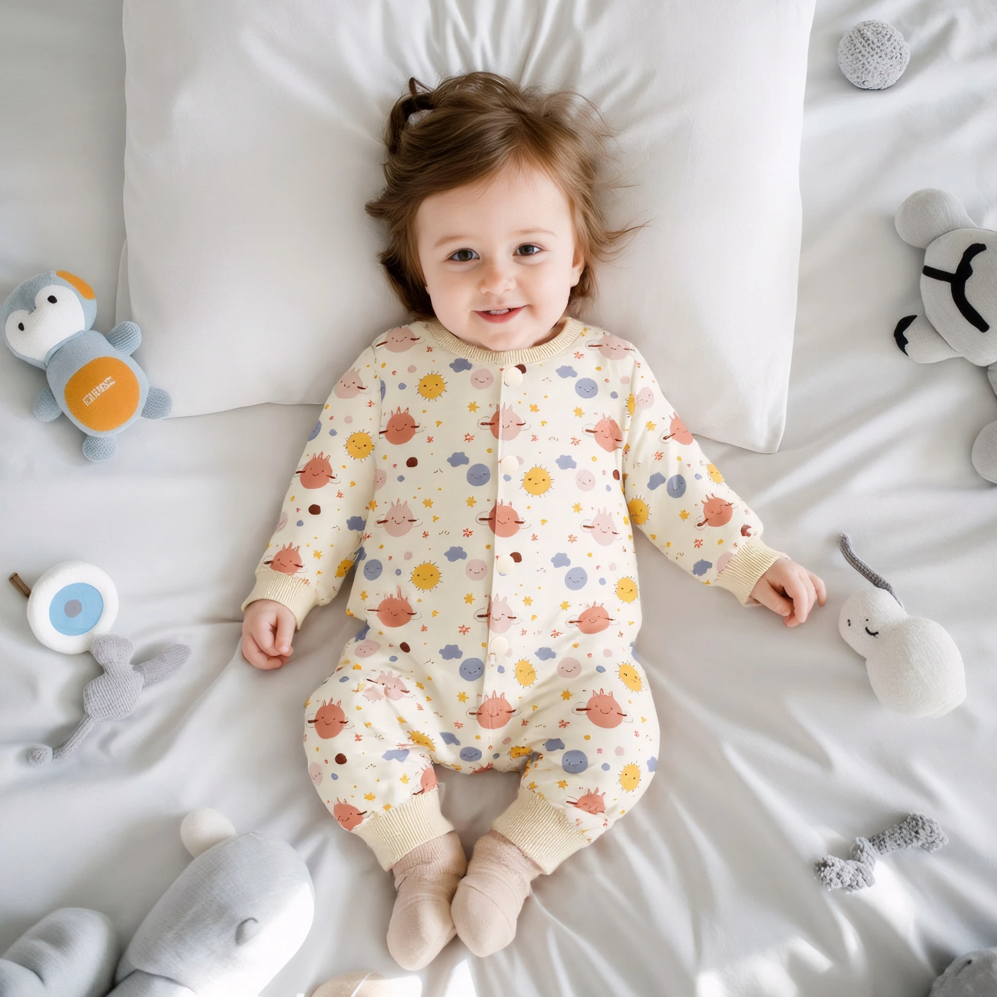 Sanlutoz Printing Long Sleeve Infants Rompers Autumn Spring Toddler Clothing Baby Fahsion Jumpsuits
