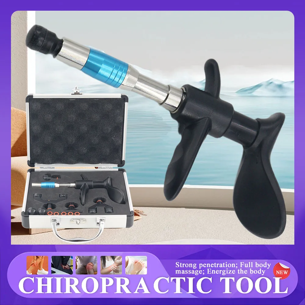 New Chiropractic Adjustment Tool 4 Heads Pistol Vertebra Treatment Limbs Pain Adapt Spine Instrument 300N Portable Massage Gun