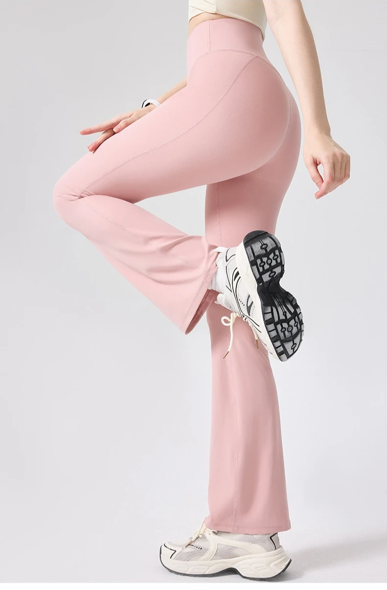 High Waist Flared Pants Lifted Hips Tight Fitness Sports Peach Hip Wide Leg Trousers for Women