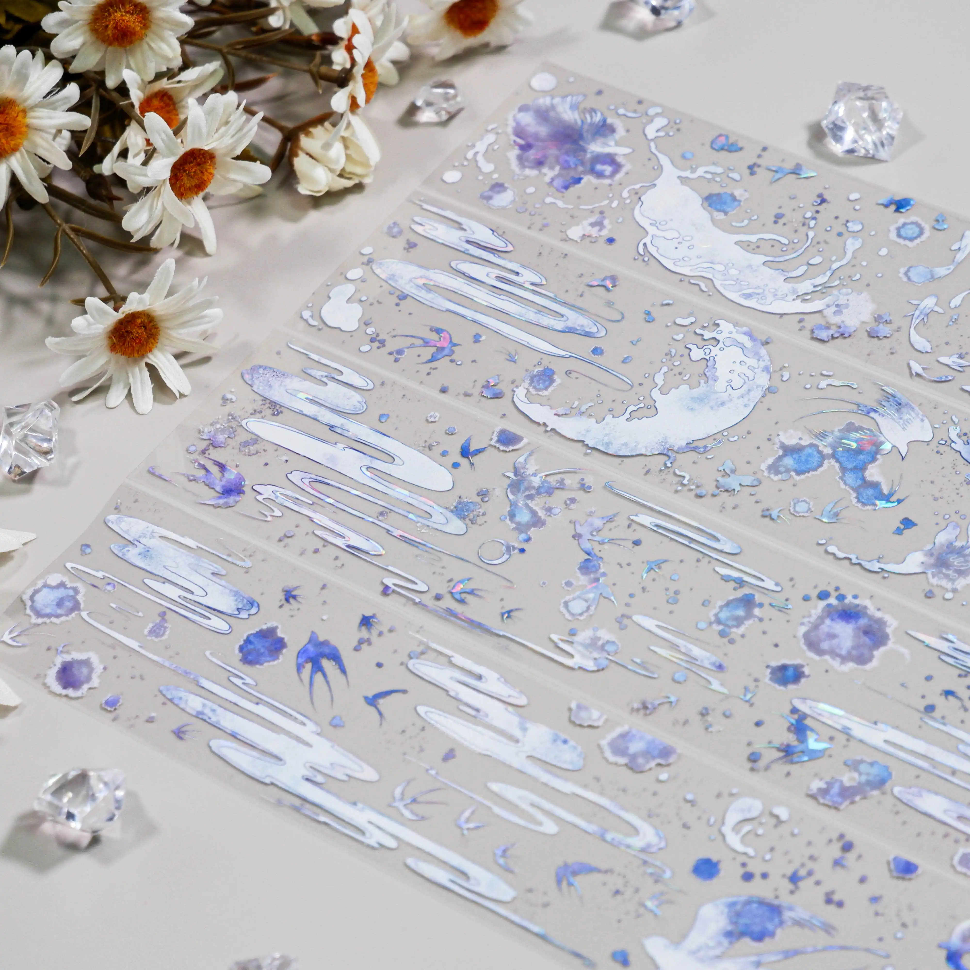 Clouds Water, Shell Light Pet Journal-collage Card DIY Tape