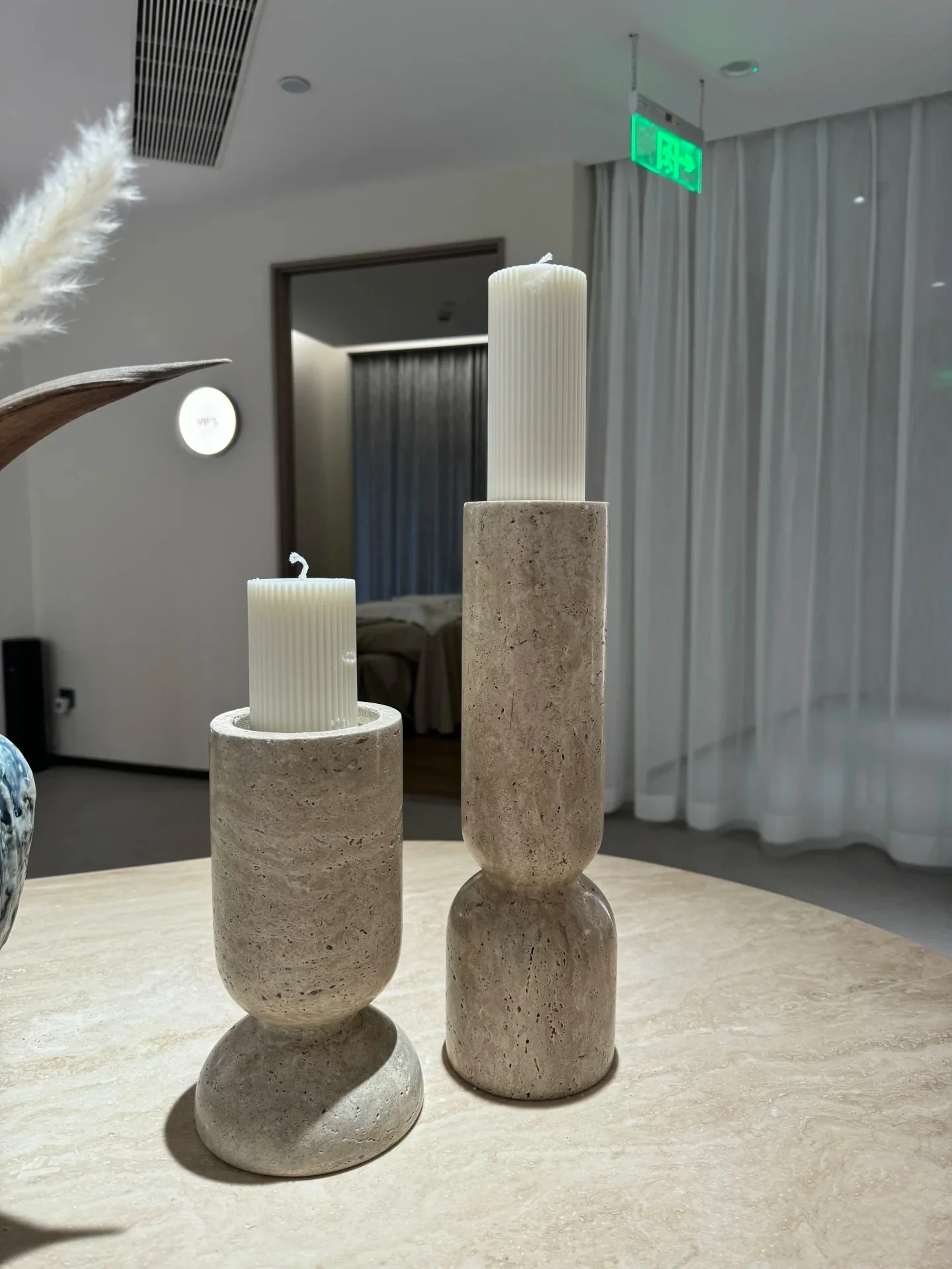 Modern Luxury Yellow Cave Stone Marble Flower Vase Display Sample House Sales Office Candlestick Tray Soft Decorations Cylinder