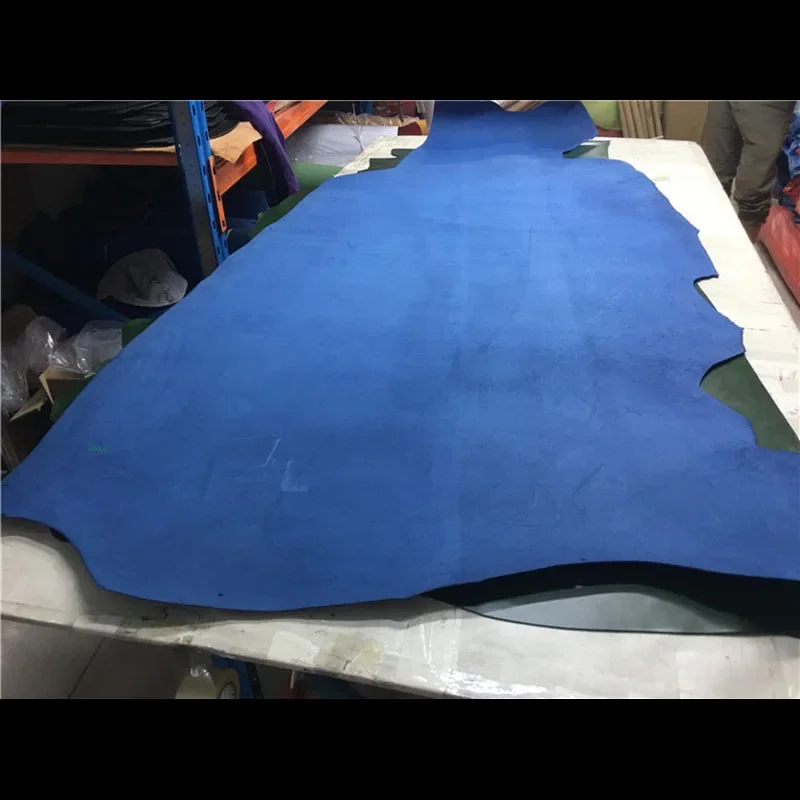Baver Color Full Grain Cowhide Genuine Vegetable Tanned Leather Craft Material Glossy Surface Blue Color