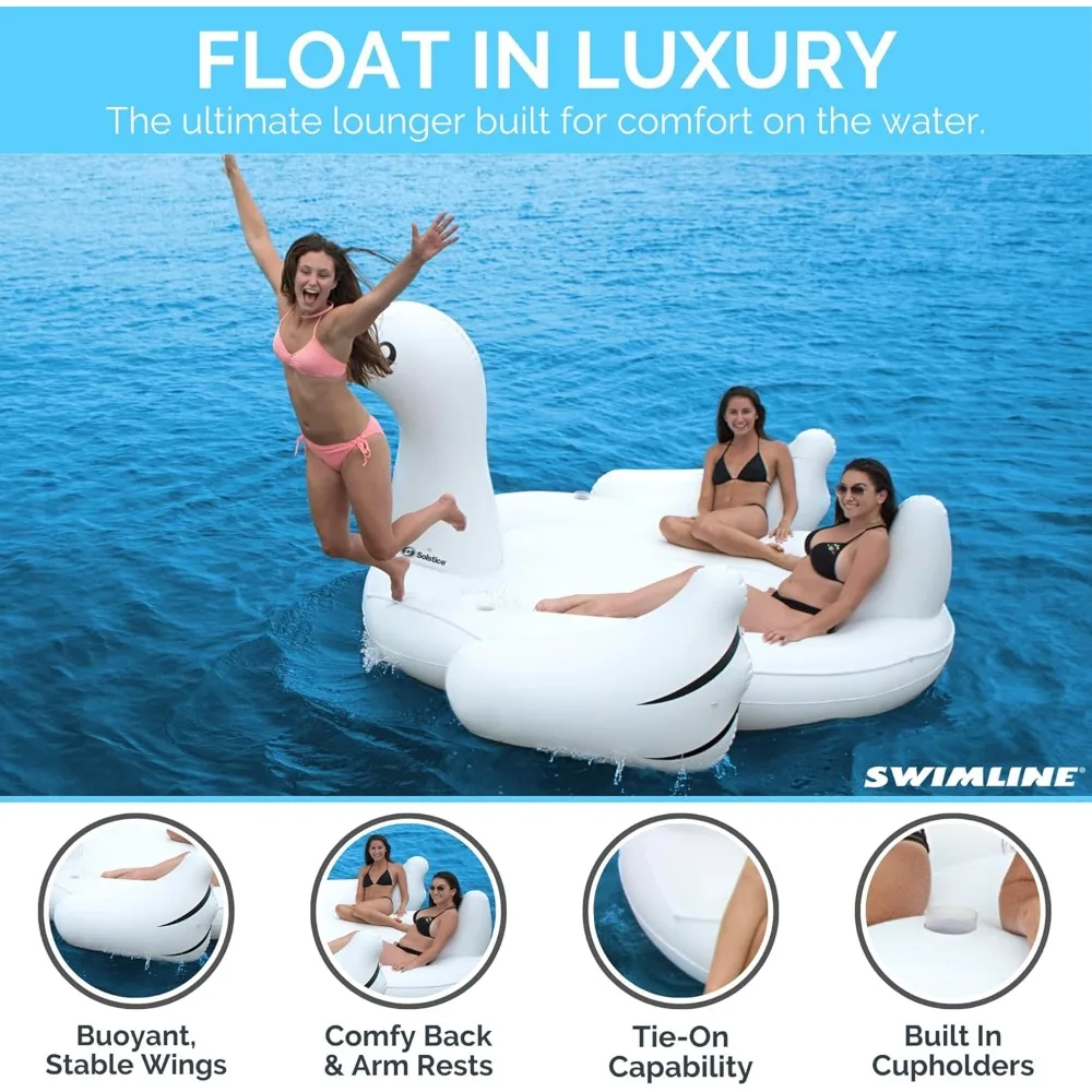 Duplo inflável Swan Pool Float, passeio no lounge, pernas estáveis asas, grande rideable Blow Up, natação de praia de verão