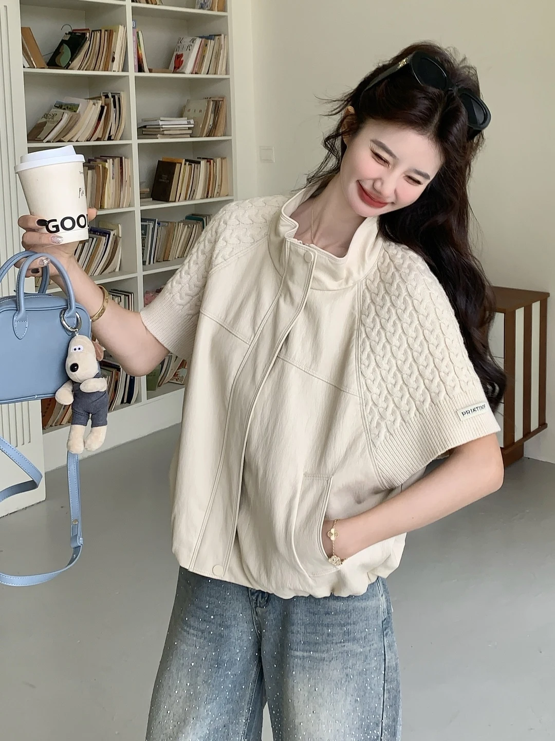 

Повседневный вязаный жилет с коротким рукавом для женщин, весна-осень, новый дизайн, модный топ на молнии, приталенный крой