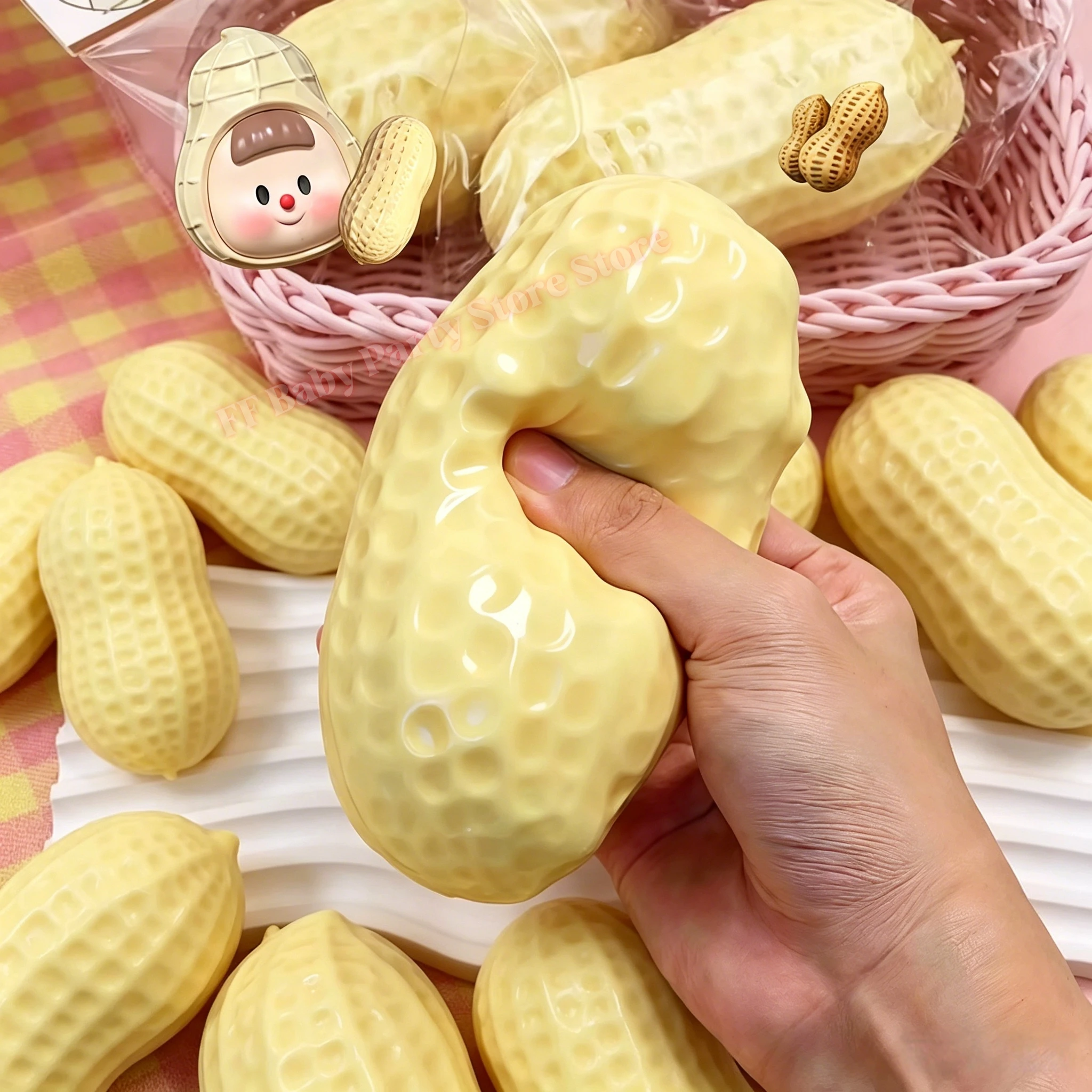 Balle anti-stress en forme d'arachide, jouet souple au toucher beurré, jouet sensoriel ASMR, balle à presser pour enfants et adultes, cadeau de fête, cadeau d'anniversaire