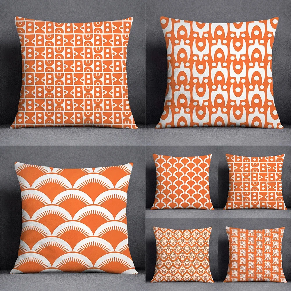 Orange series patterned printed pattern cushion cover for home living room sofa office decoration pillowcase