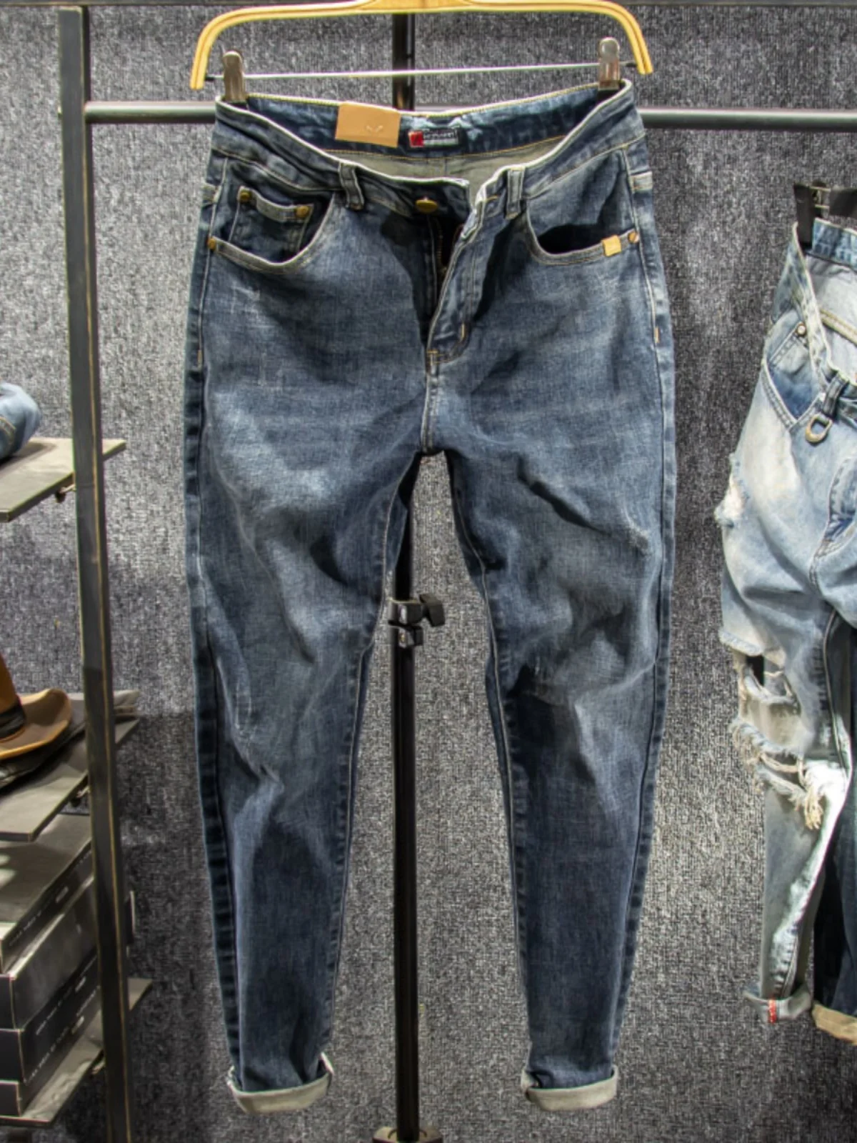 

Slim Fit Straight Leg Men's Jeans Casual American Retro Sle Spring Autumn Versatile Long Trousers for Young Men