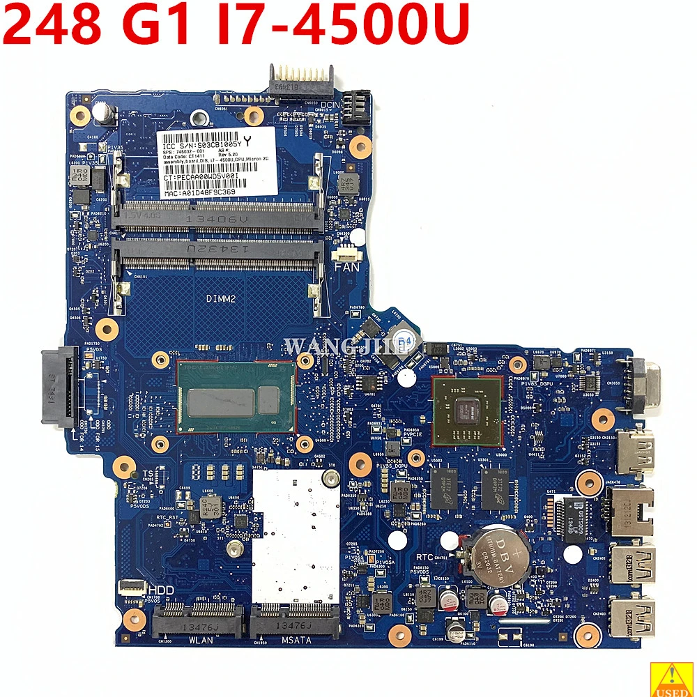 For HP 248 G1 Laptop Motherboard I7-4500U CPU Radeon HD 8670M GPU 746032-601 746032-001 6050A2608301-MB-A02 100% Working