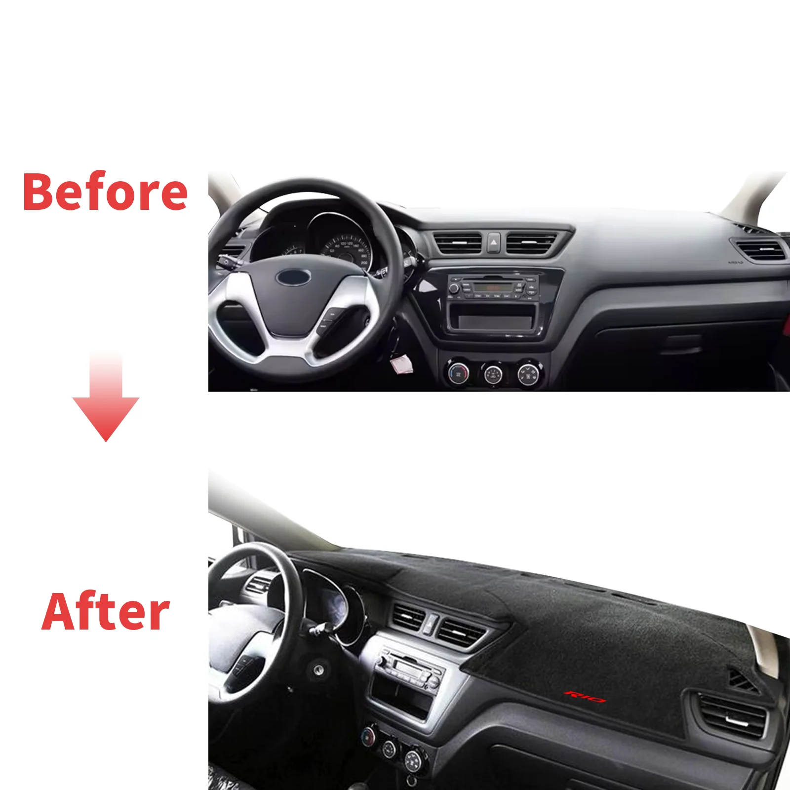 fit For Russia Kia Rio 3 2017-2012 LHD Dashmat Dashboard Cover Pad Protective Carpet Car Leather Accessories DashMat Sunshade