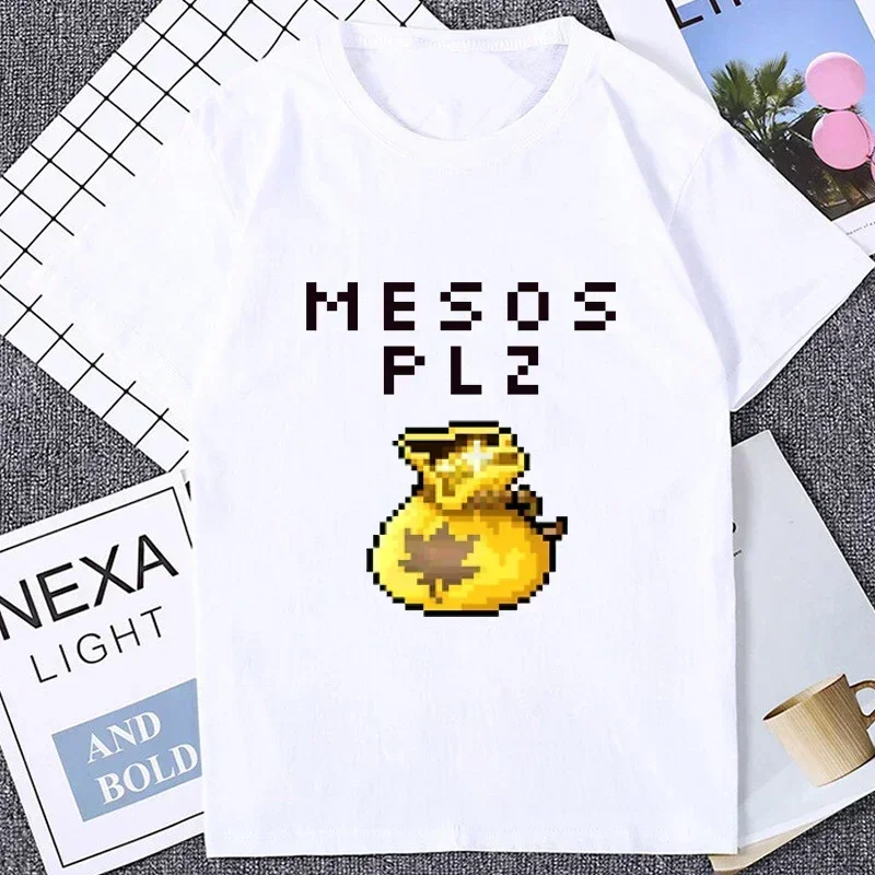 MapleStory Kawaii Funny Printed Women's T-shirt Buddy Personalize Homme Top Korea Style Hot Game Fans Otaku Harajuku Female Tees