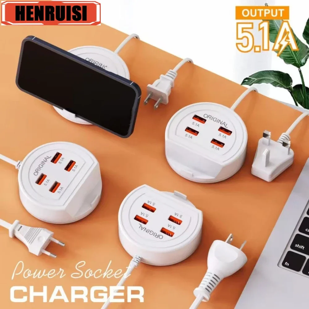 

Multi Ports USB Desktop Power Strip Type C Quick Charging Socket For iPhone 16 Xiaomi Samsung Mobile Phone Charger EU/US/UK Plug
