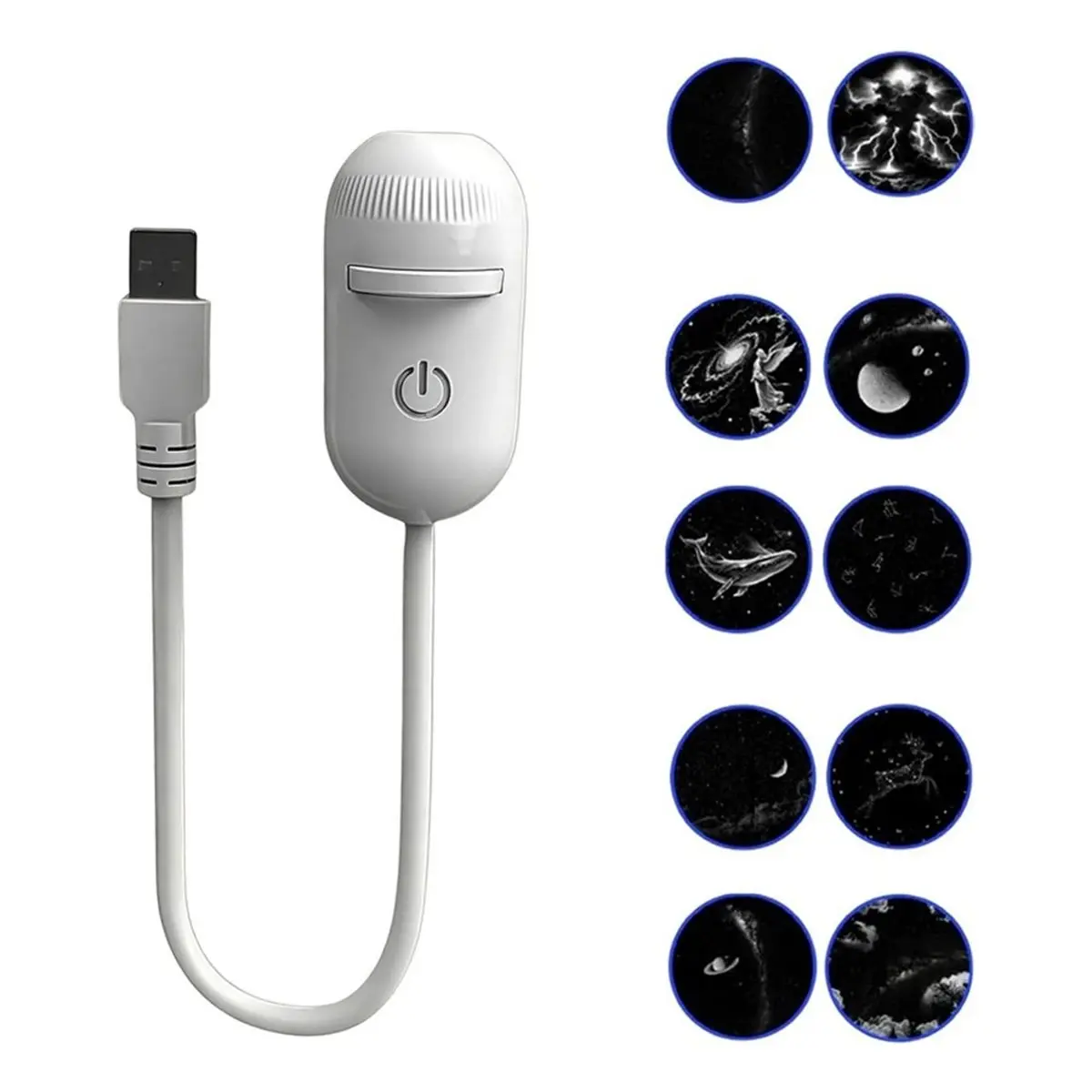 DT75BG 2-in-1 Galaxy Star Projector Night Light with 10 Sliding Projection Films LED Ambient Lamp for Bedroom Car