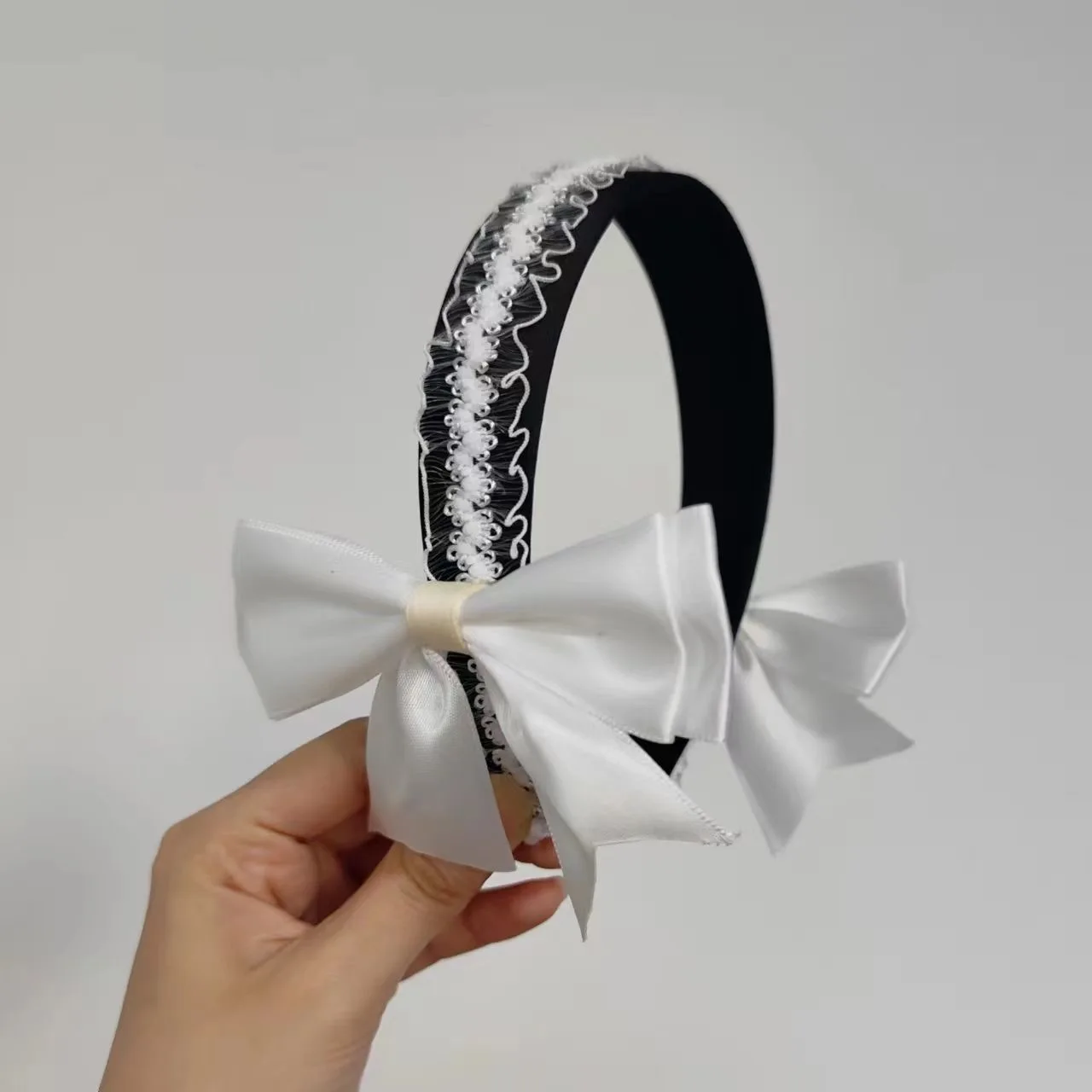 Cerceau de cheveux Lolita de style japonais pour fille, cerceau à larges bords, Kawaii, rétro JK, bandeau avec nœud en dentelle, doux Anime, demoiselle d'honneur, fête de thé, coiffure Cosplay