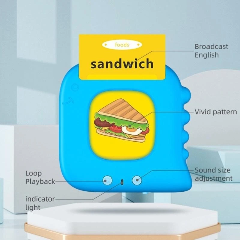 Peuters leesmachine met educatieve flash -kaarten, tool voor het leren taalleren