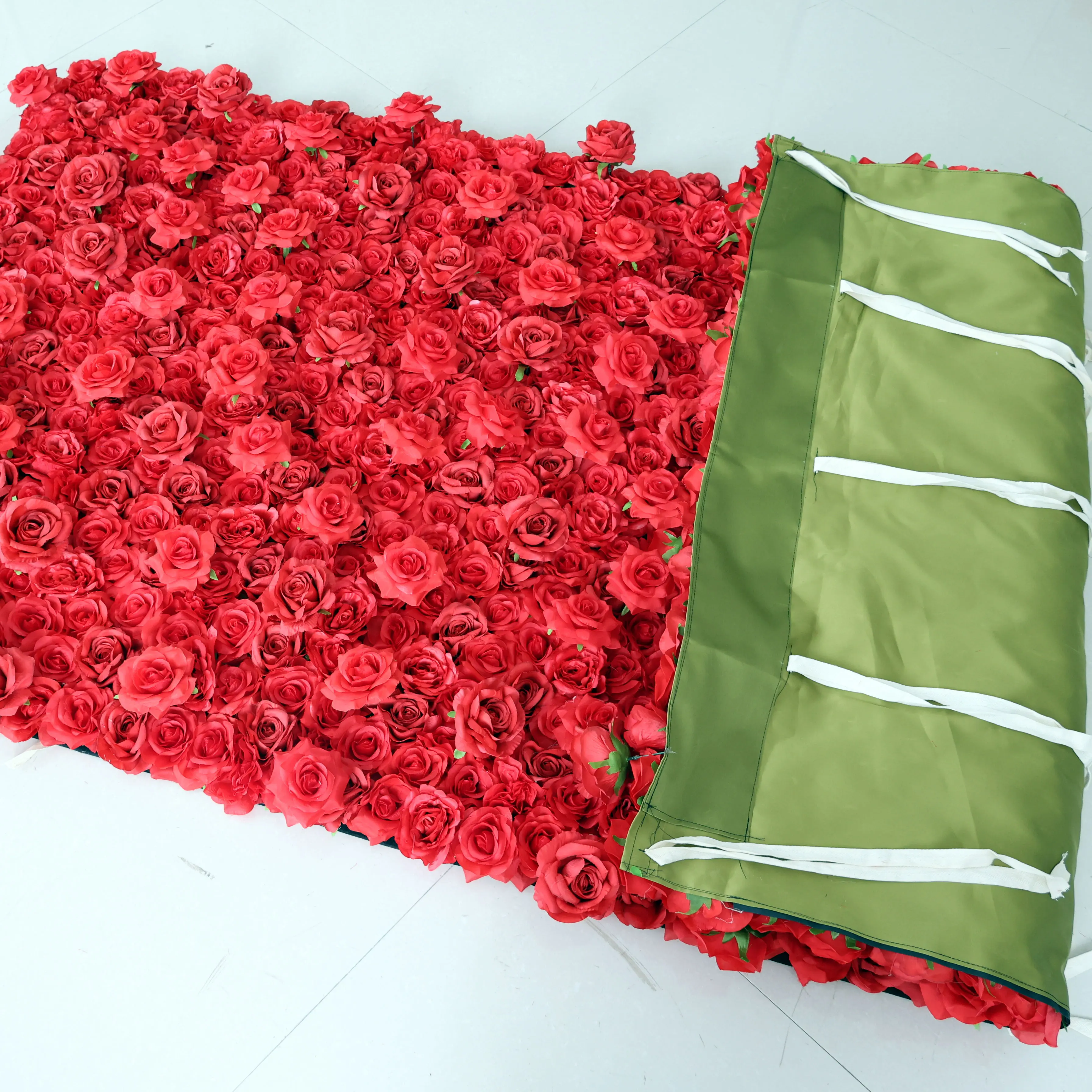 YuLiFlower Custom Wedding Wall Decorations Roll Up 5D Flower Wall Backdrop Red Rose Flower Wall