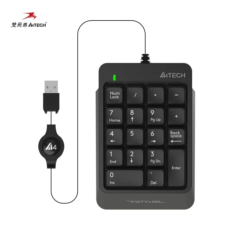 A4tech Fk13 Numeric External Keypad Portable Mini Retractable Cable Usb Financial Cash Register Securities Password Inputter