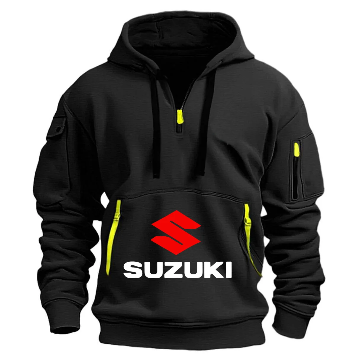 Sweat à capuche imprimé de marque Suzuki pour hommes, automne et hiver, rue, plein air, sport décontracté, passionné de moto, haut à demi-fermeture éclair