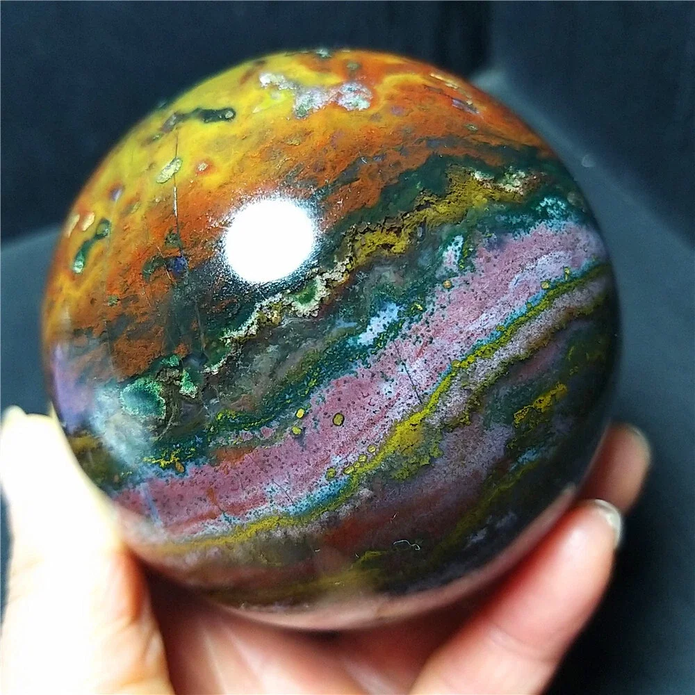 Natürlich geformt! Marine-Jade-Kugel, Polierkugel aus Quarzkristall, Mineral, Reiki, Heilung – Detail 3
