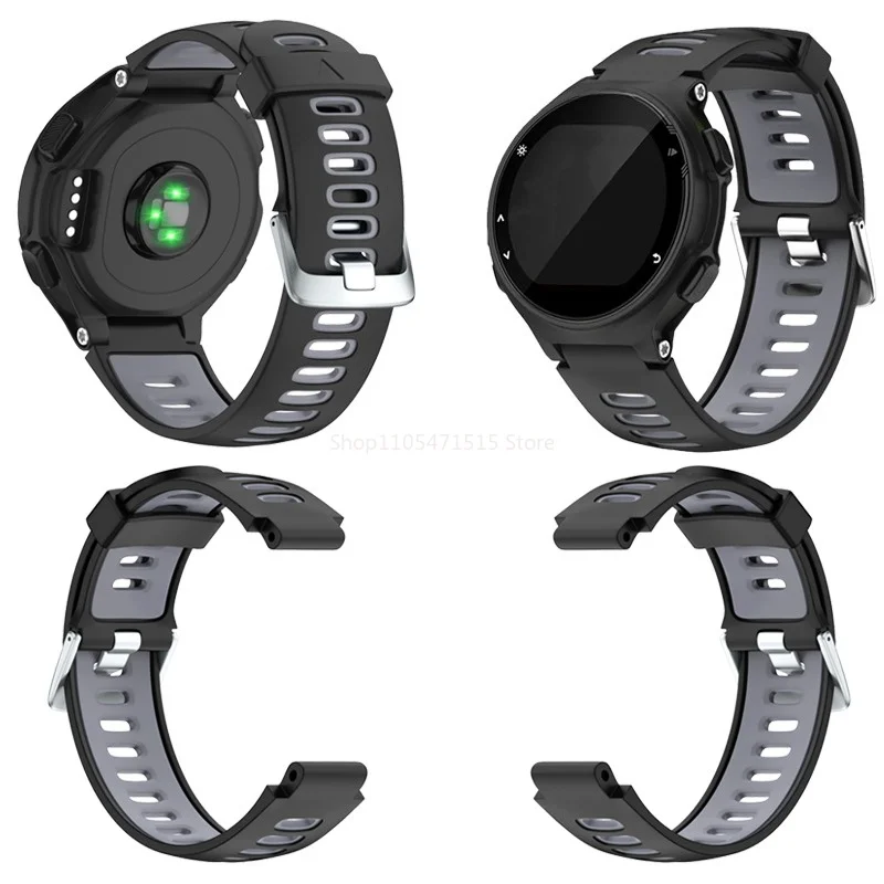 22mm Resin Watch Band for Garmin 220/230/620/630/735XT Black Strap Silver/Black Buckle Waterproof Sport + Tool