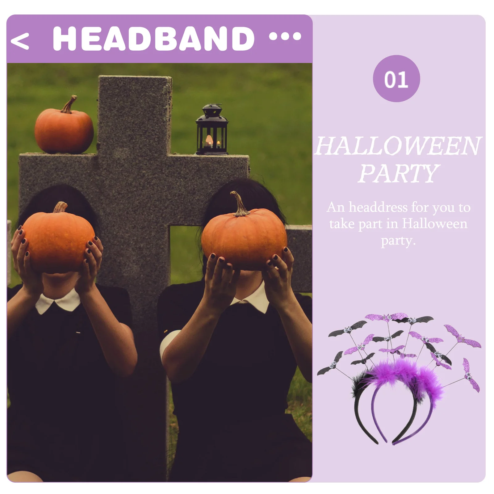 2 قطعة عقال الخفافيش الهالوين نمط المهرجان مريح عيون كبيرة تصميم حفلة تأثيري هيرباند الخفافيش هيرباند هالوين أغطية الرأس #6