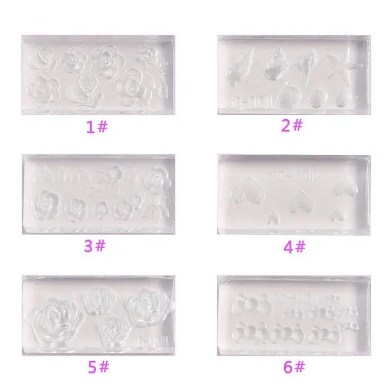 6 uds 3D estéreo Mini flor tallado molde Art molde plantilla molde silicona