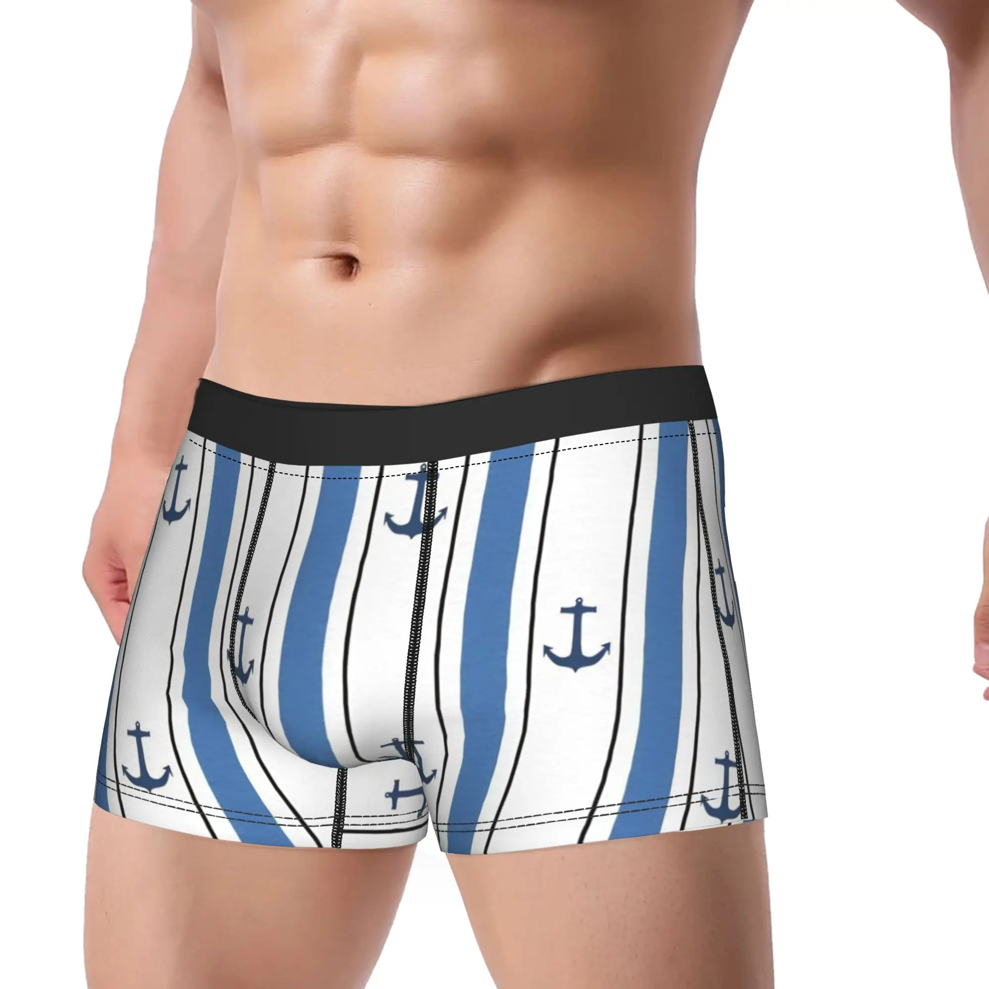 Nautical Anchor Boat Underwear  Man Shorts Briefs Comfortable Boxer Shorts Trenky Print Plus Size Underpants