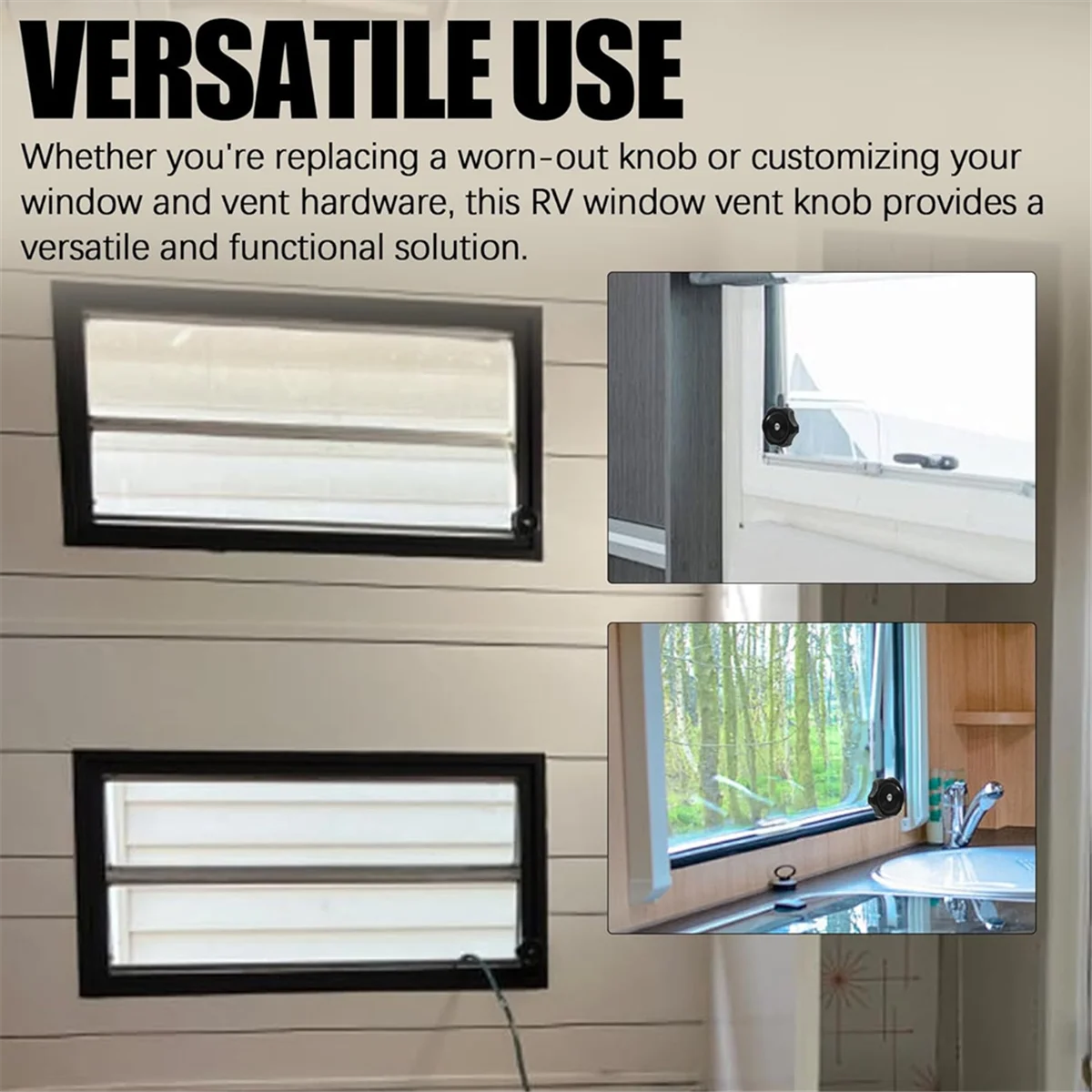 AA98 3 Pack Black 1inch Shaft RV Window and Vent Knob Interior Hardware Window Replacement Trailer Knob RV Window Latch Knob