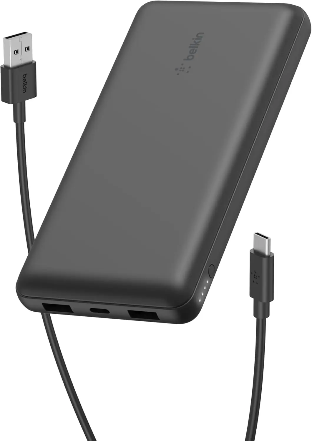 

Портативное зарядное устройство повышенной емкости 20000 мАч с портами USB-C и 2 USB-A, быстрая зарядка 15 Вт для смартфонов и устройств — черный