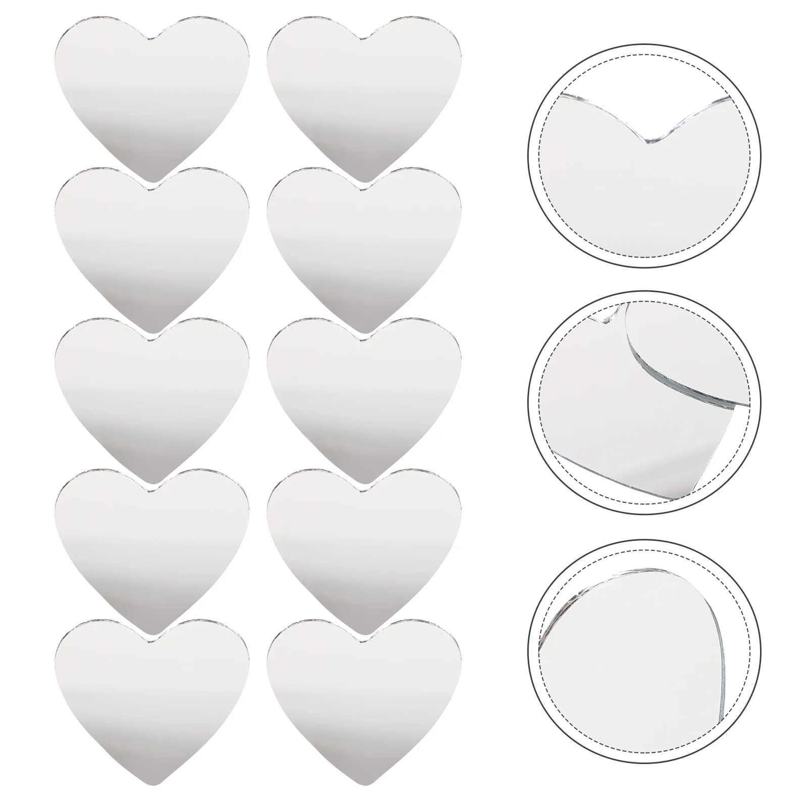 DIY Unfinished Craft Mirror Piecess Glass Craft Mirror Pieces Women Makeup Craft Mirror Piecess Mini Heart Shape Unfinished