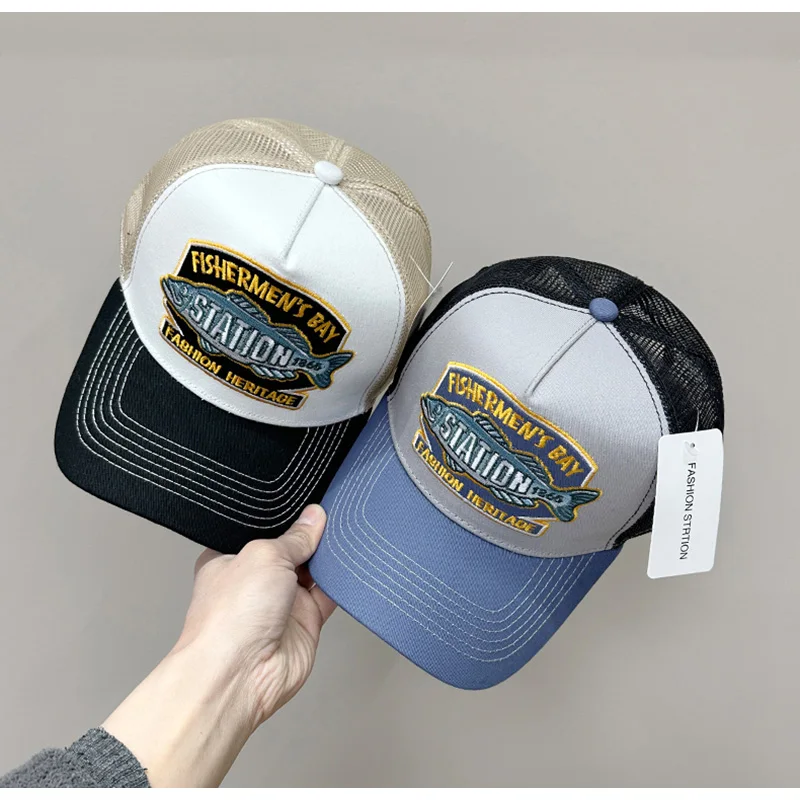 Amerikanischen Stil Mesh Baseball Kappe Frühling Sommer Ausflug Atmungsaktive Radfahren Kappe Für Frauen Mode Freizeit Trucker Hut Für Männer