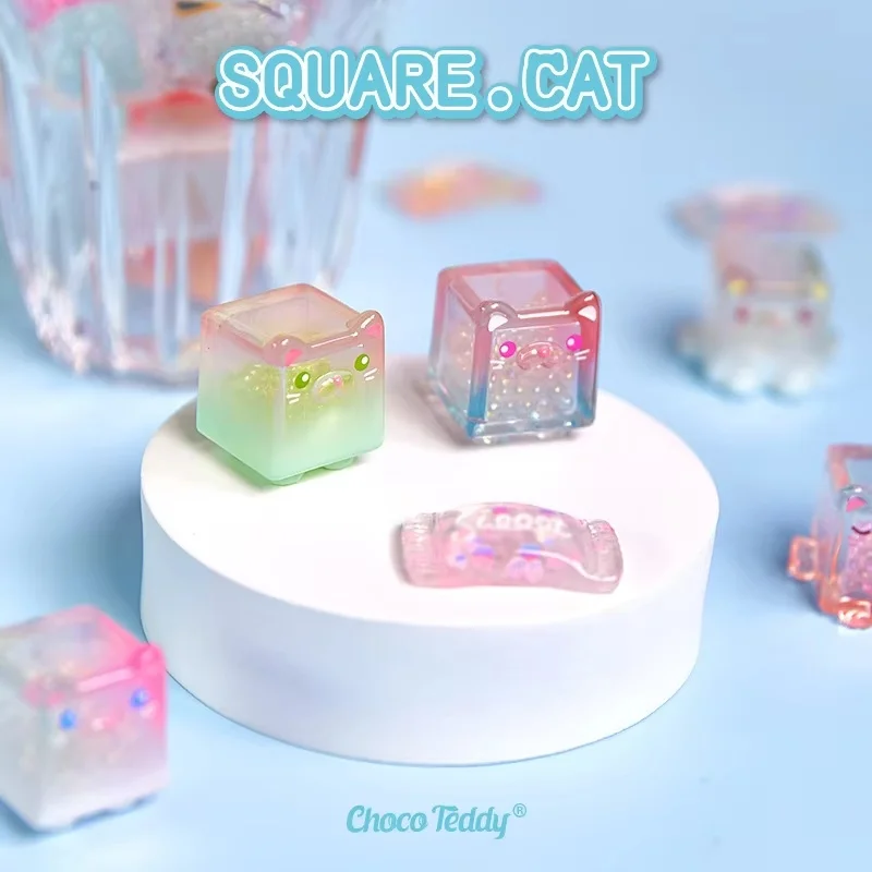 Square Cat Ice Cool Series Blind Bag Cute Bean Anime Figures Kawaii Cat Doll Toys Mysterious Surprise Box Ornament Birthday Gift