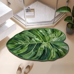 Leaf Bathroom Mat Absorbent Bath Floor Foot Mats Anti-Slip Rubber Carpet Room Rugs Toilet Shower Pad Doormat Washable