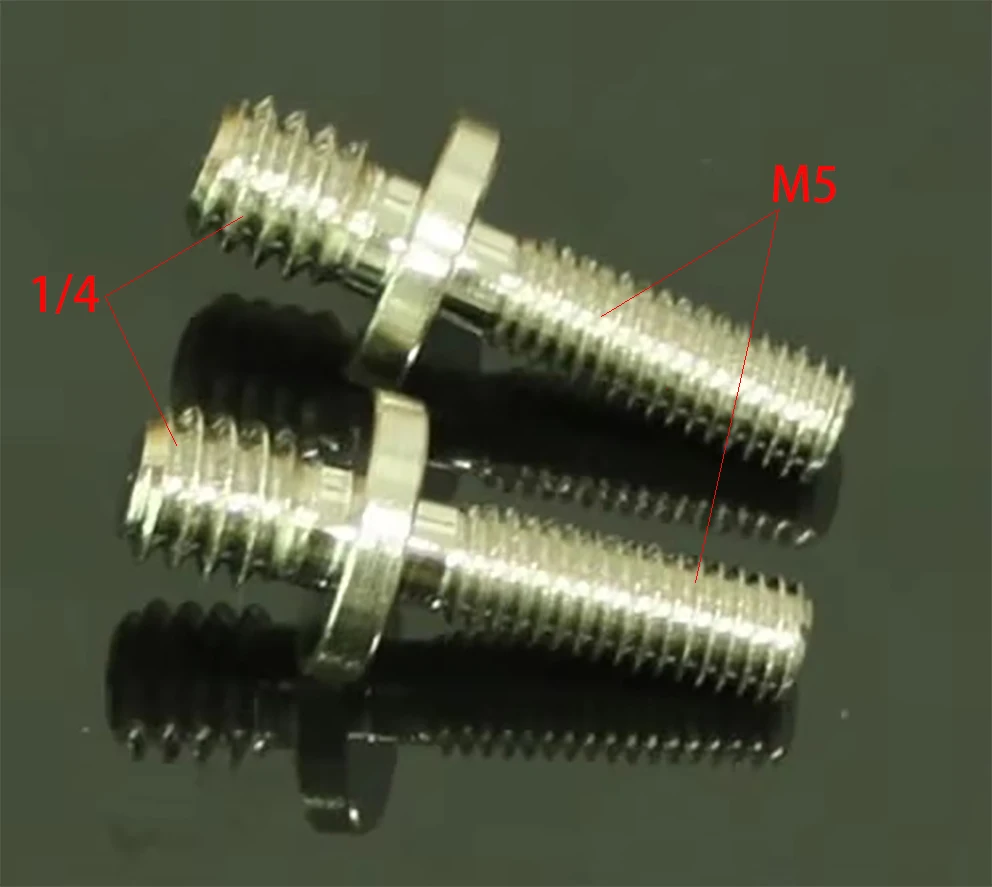 2pcs long 1/4" Male Threaded to M5 Male Threaded screw Adapter for tripod camera (pack of Two), 1/4-20 to m5 adapters