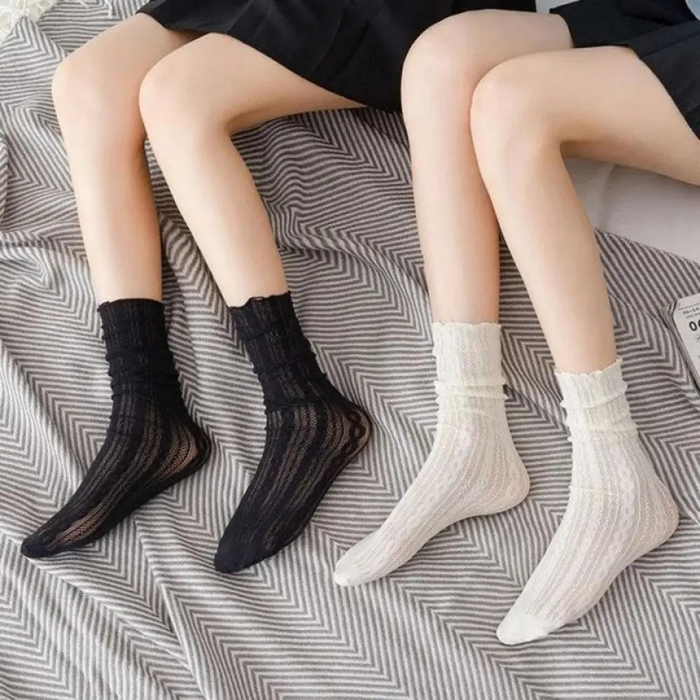 

Breathable Lace Socks Elastic Mesh Ultra-thin Transparent Short Sock Sweat-absorbing Hollow Out Women Socks