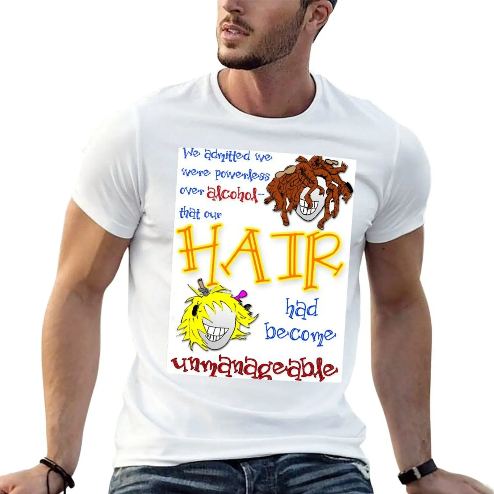 Notre t-shirt « Nos cheveux sont devenus indisciplinés » pour homme, t-shirts en coton, t-shirts amusants, t-shirt en coton pour homme, t-shirt 100 % coton