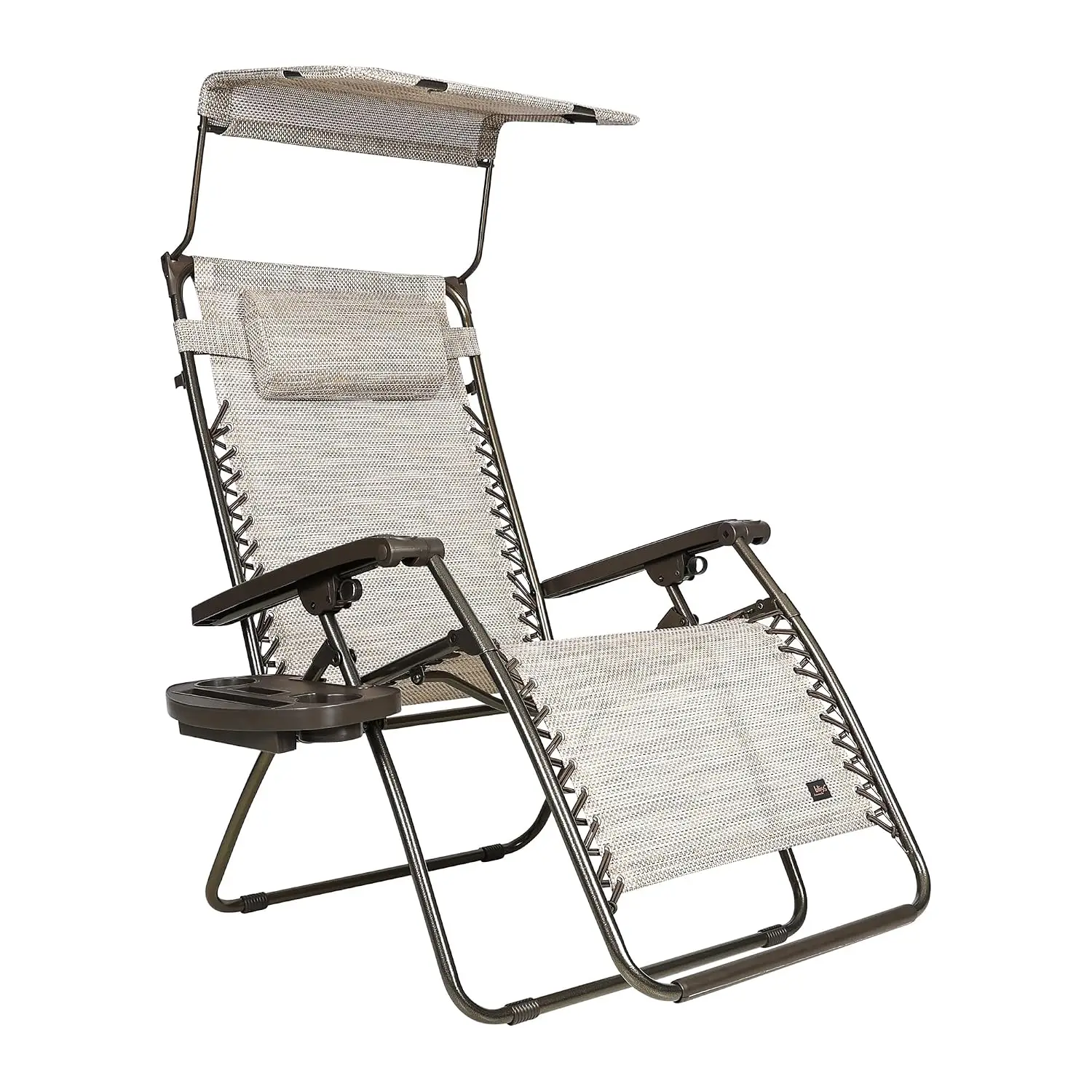 Adjustable Patio Furniture with Canopy & Side Table, 360 Lb Capacity, Sand