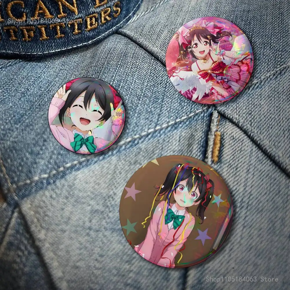 Anime Y-Yazawa Nico Badge on Backpack Clothes decoration Tinplate Round Brooch Funny Custom Gifts for Friend