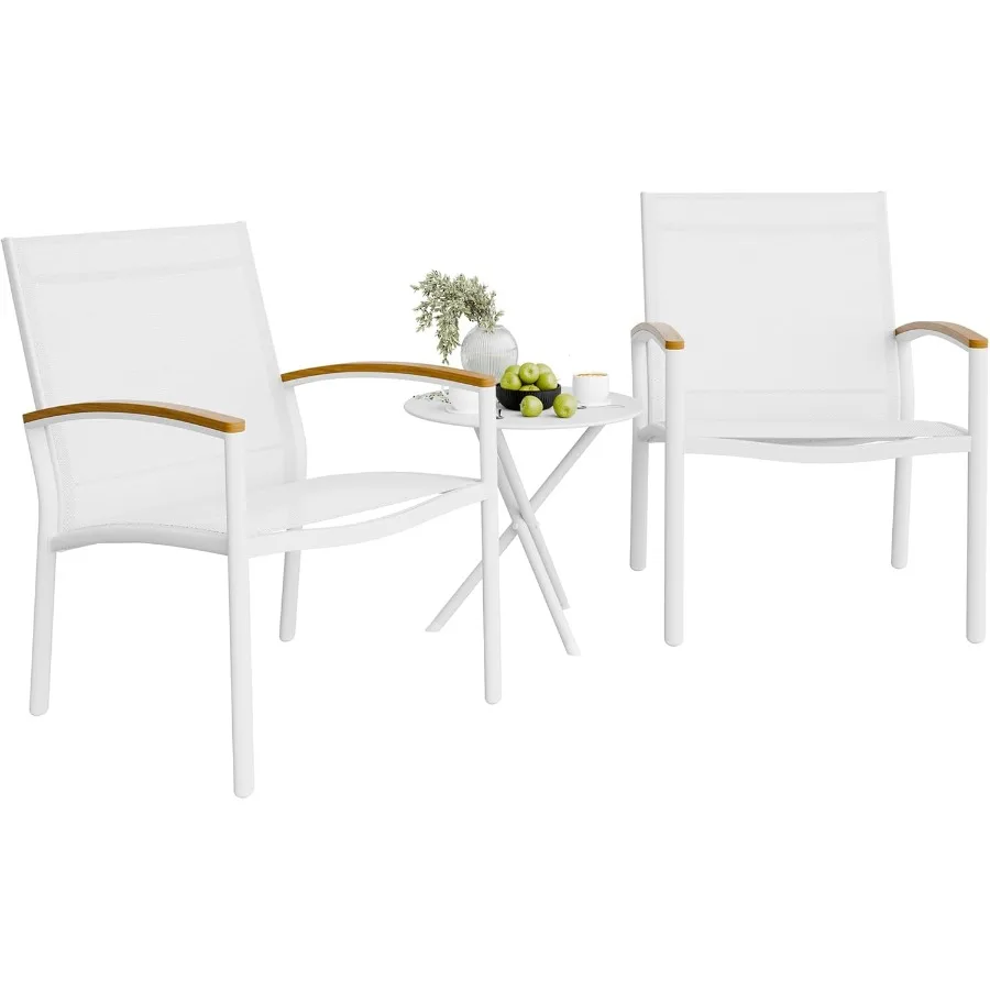 3 قطع فناء بيسترو مجموعات في الهواء الطلق Textilene النسيج المحادثة بيسترو مجموعة Textilene النسيج الجبهة الشرفة الكراسي فناء صغير