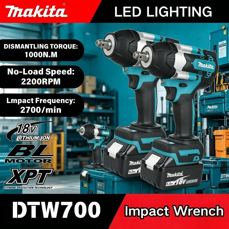 

Makita DTW700 Brushless Electric Wrench 18V Cordless Drill Screwdriver Free Delivery Large Torque Power Tools Torque Wrench