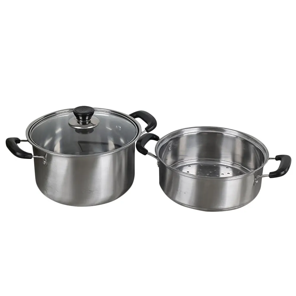 

1 комплект, 1 комплект, кастрюля для пароварки из нержавеющей стали, 3-слойная кастрюля для супа, лапши, горячая кастрюля, кухонная сковорода, инструмент для приготовления пищи для дома