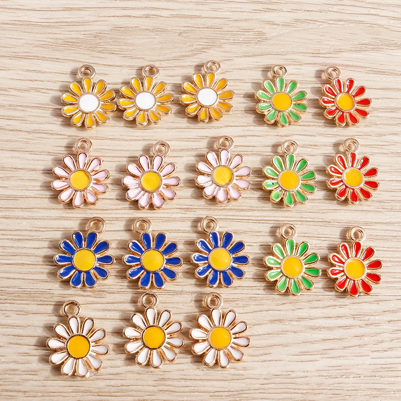 10 Stück Modische Bunte Emaille-Blumenanhänger für Schmuckherstellung, Ohrringe, Halsketten, Armbänder, DIY-Bastelzubehör – Detail 25