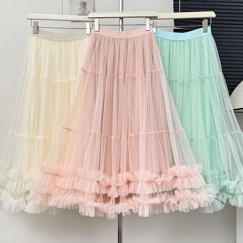 słodkie damskie spódnice z ciastem wycięte siateczkowe spódnice