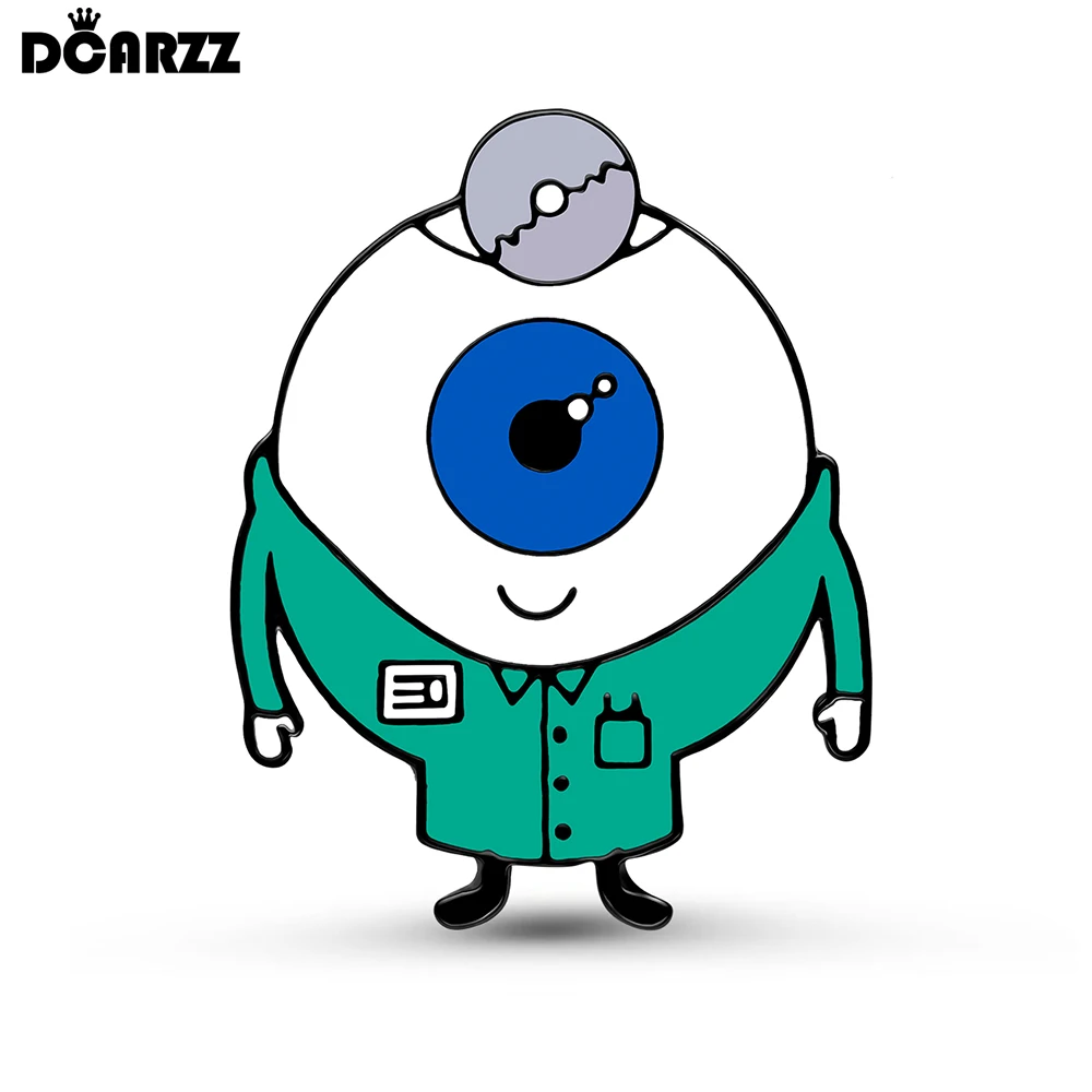 DCARZZ Funny Cartoon Ophthalmologist Enamel Pin Brooch Medical Ophthalmology Lapel Badge Medicine Jewelry for Doctors Nurses