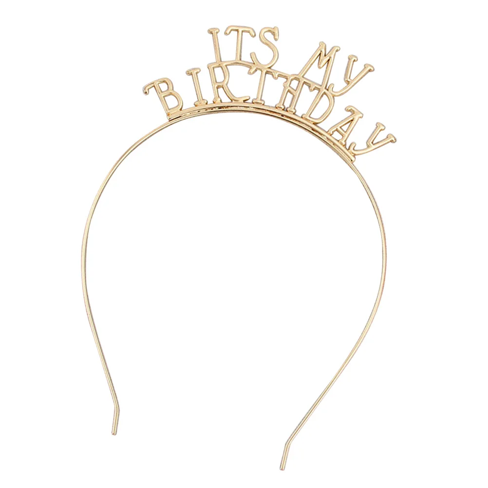 

Golden Alloy Birthday Hair Hoop Party Favors Decorative Headband Durable Lightweight Costume Accessory Fun Festival Atmosphere