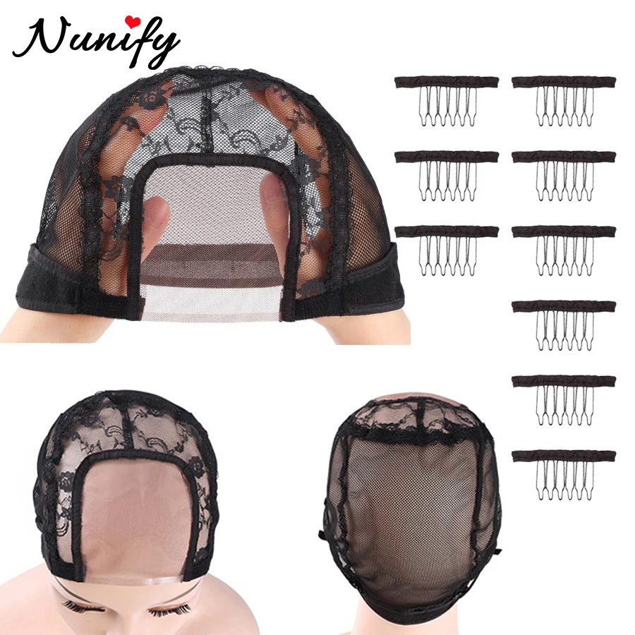 

Ventilating Wig Cap With Adjustable Strap Swiss Lace U Part Wig Cap For Making Wigs 3 Wig Making Cap And 9 Wig Combs Kit S M L